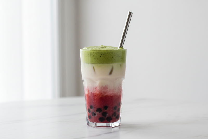 Strawberry Matcha Latte Bubble Tea