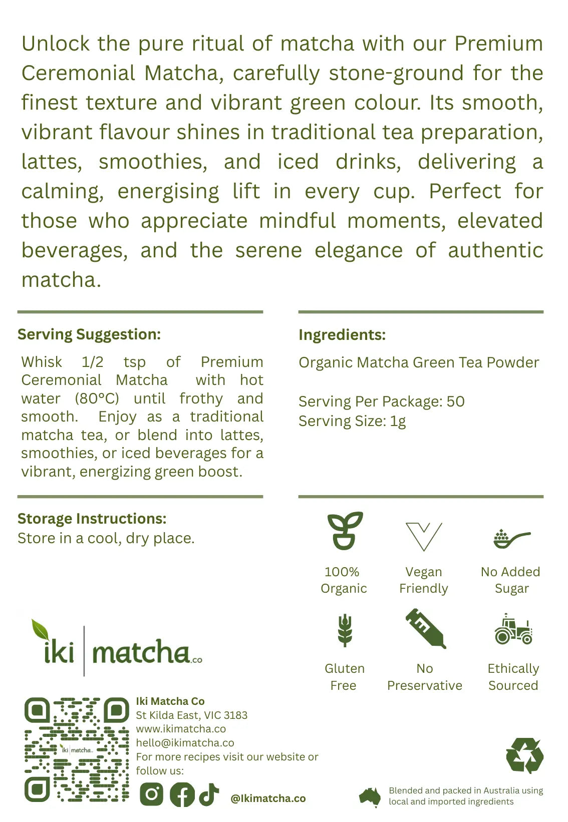 Premium Ceremonial Matcha Ikimatcha.co