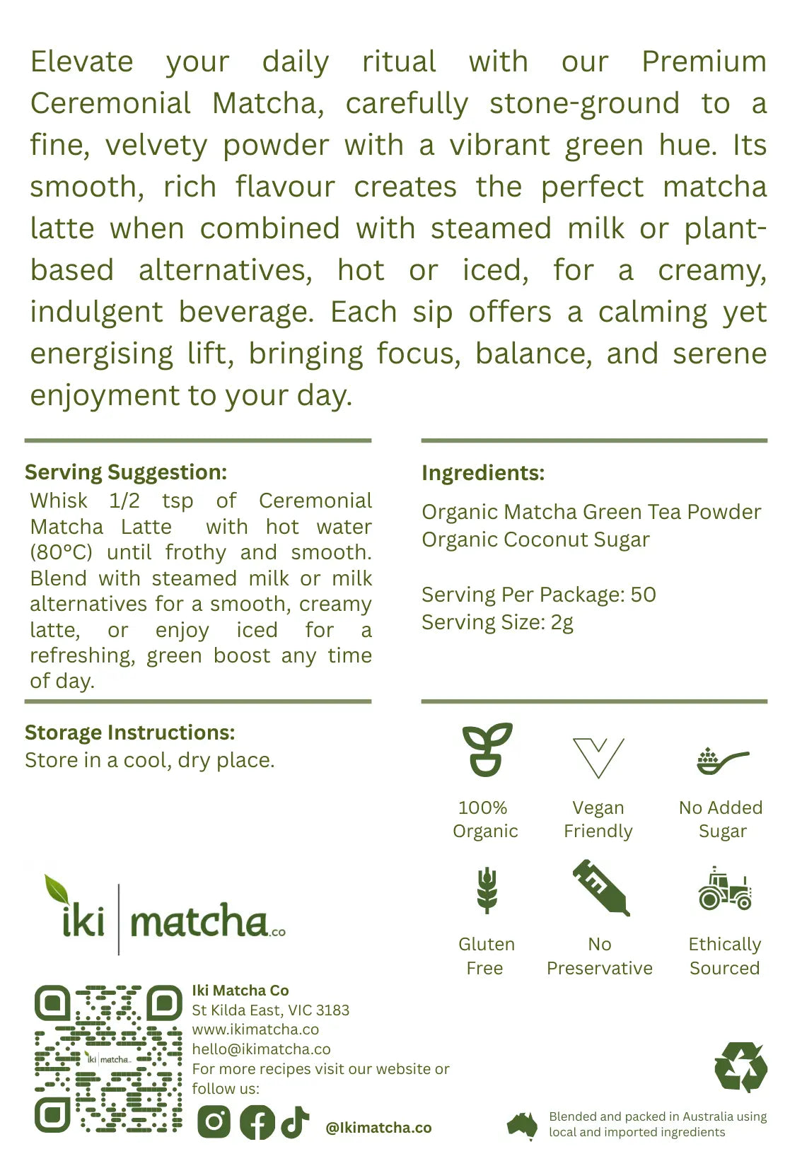 Ceremonial Matcha Latte Ikimatcha.co