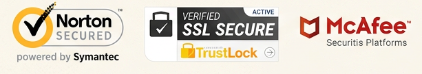 Collection of e-commerce secure trust badges including security logos, payment gateways, and trusted service symbols.